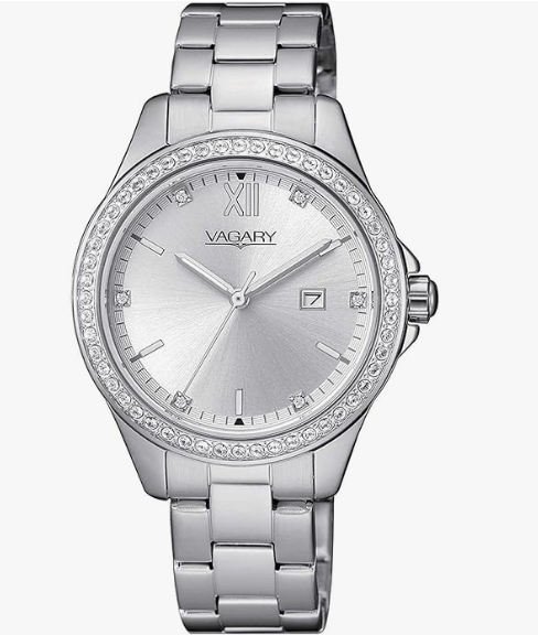Orologio Vagary By Citizen Donna Acciaio Argentato Tempo e Data con Cristalli _IU2-413-11