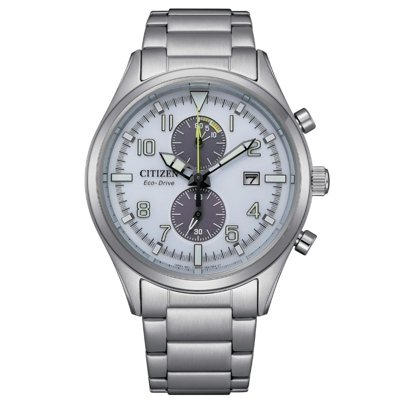 Citizen Herren-Chronograph Eco Drive CA7028-81A in Stahlweiß