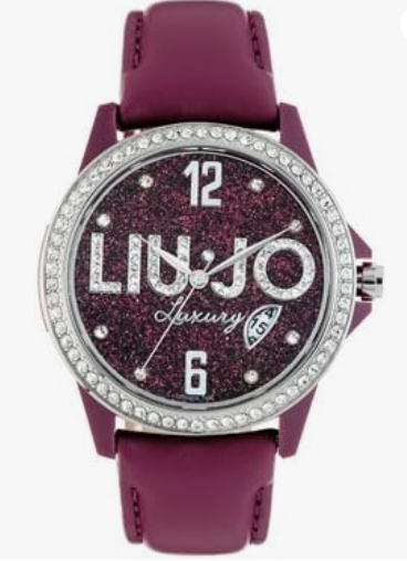 Liu Jo Damenuhr Stahl Echtleder Bordeaux Swarovski Logo _TLJ368