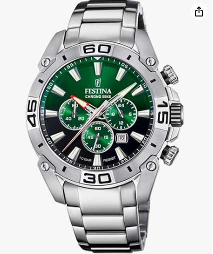 Festina Herrenuhr Stahl Chronograph Grün F20543-3
