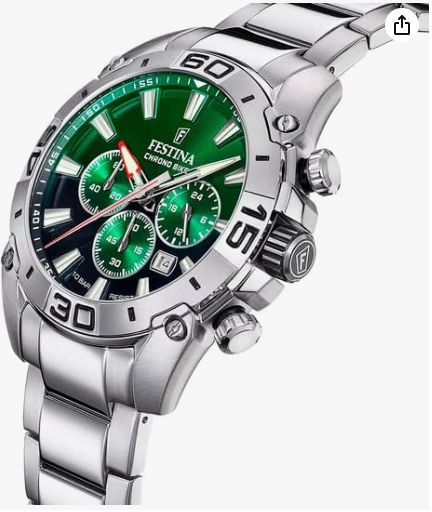 Festina Herrenuhr Stahl Chronograph Grün F20543-3