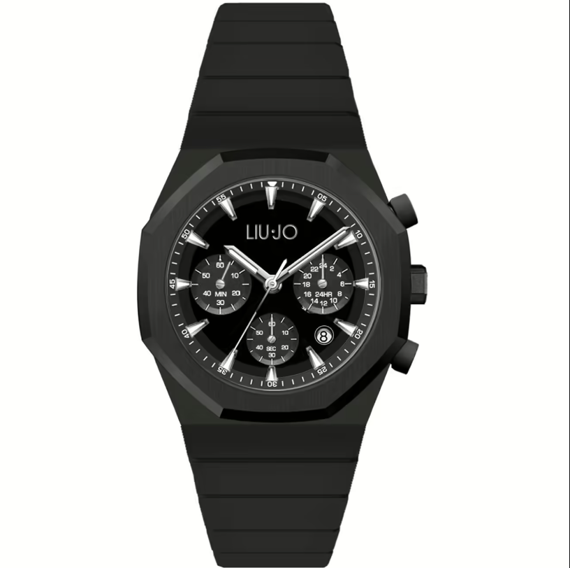 Orologio LIU JO Uomo Acciaio Cinturino Silicone Nero Cronografo _TLJ2377