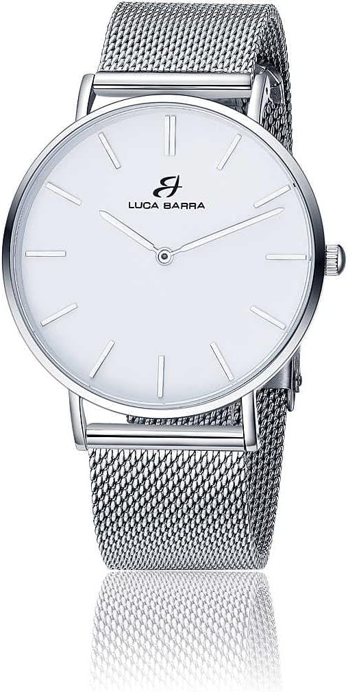 Orologio Luca Barra Acciaio Uomo Argento Maglia Milano Solo Tempo _BU86