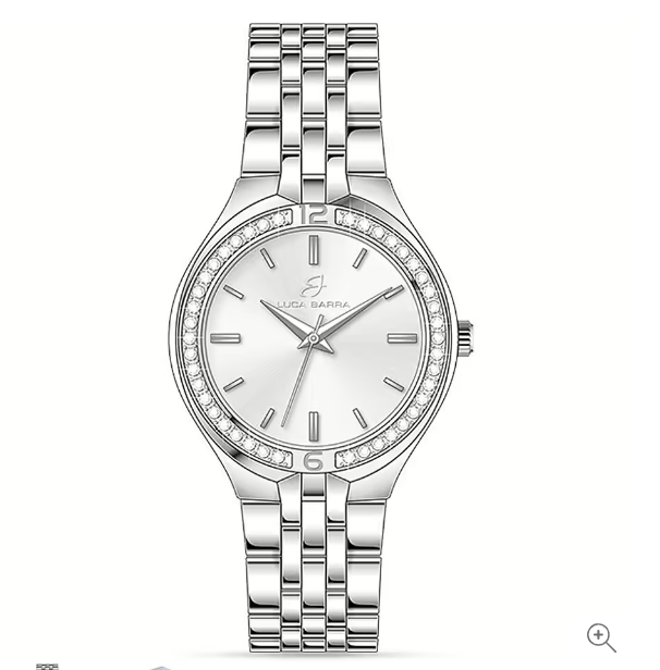 Orologio Luca Barra Donna Acciaio Argento Lunetta Cristalli Solo Tempo _BW376