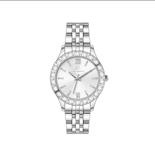 Orologio Luca Barra Donna Acciaio Argento Lunetta Cristalli Solo Tempo _BW379