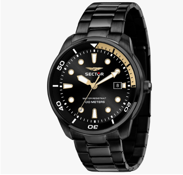 Orologio Sector Uomo Acciaio Quadrante Nero Indicatore Data _R3253102027