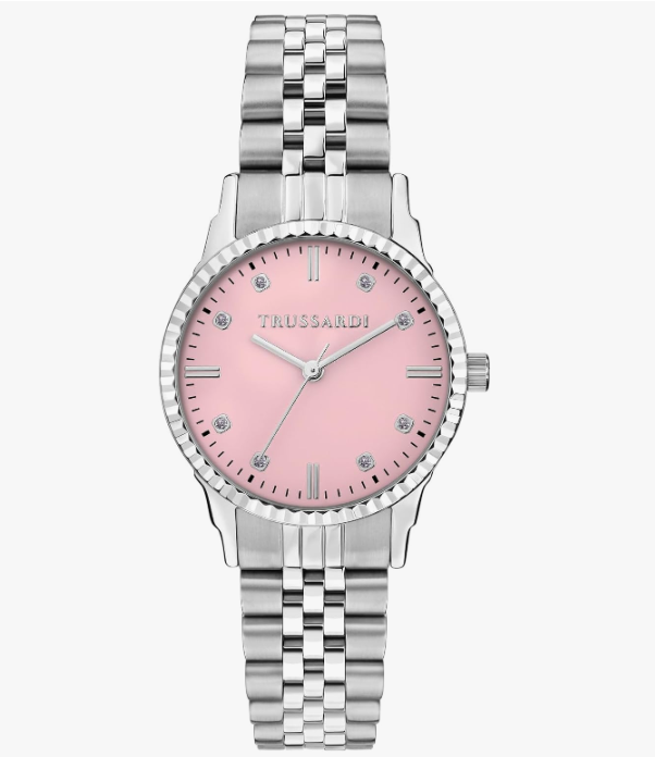 Orologio Trussardi Donna Acciaio Argento Cristalli Solo Tempo Quadrante Rosa _R2453144510