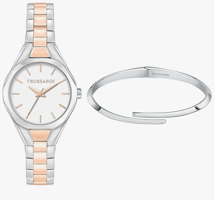 Orologio Trussardi Donna Acciaio Cinturino Argento e Rame + Bracciale _R2453159503