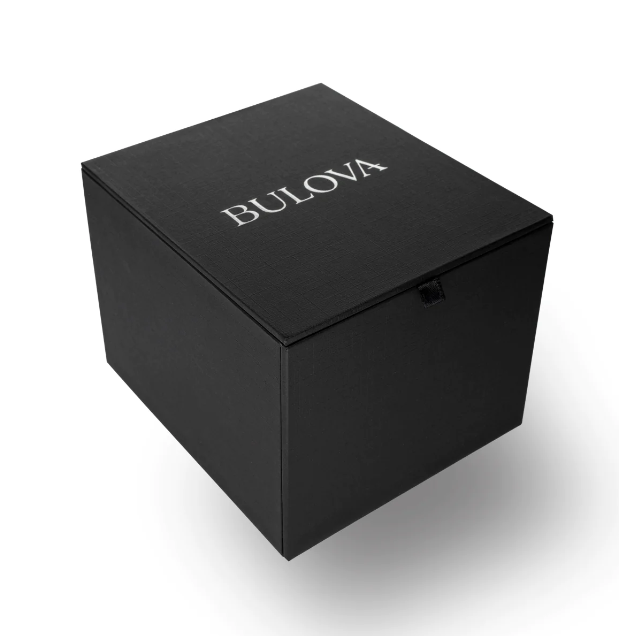 Orologio Bulova Uomo Acciaio Quadrante e Cinturino Nero Pelle Tempo e Data _96B233