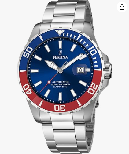 Orologio Uomo Festina Acciaio Automatico Quadrante Blu Lunetta Blu-Rosso _F20531-5