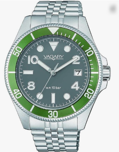 Orologio Vagary by Citizen Uomo Acciaio Grigio Lunetta Verde _VD5-015-61