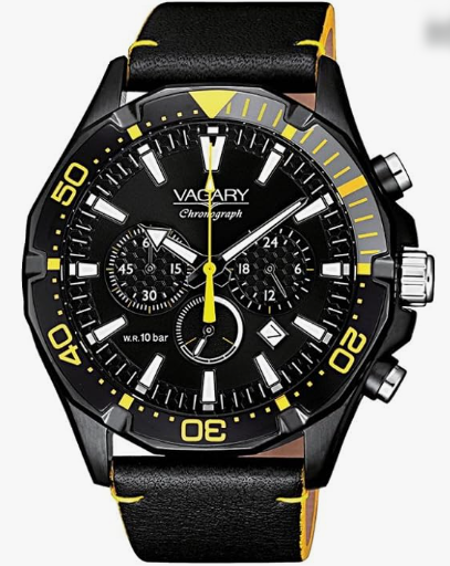 Orologio Vagary by Citizen Uomo Cronografo Acciaio Pelle Nero _IV4-144-50