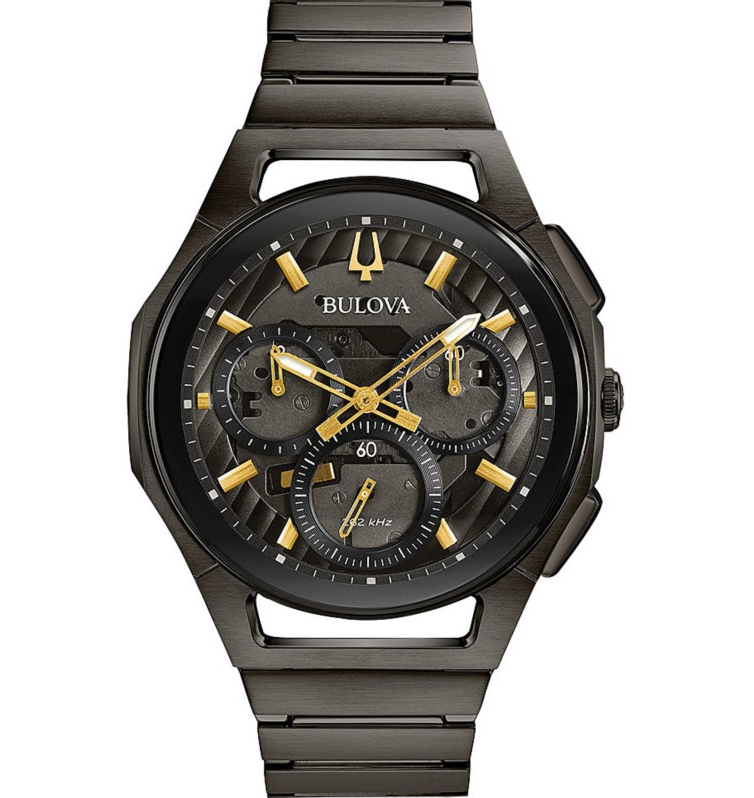Orologio Bulova Acciaio Uomo Quadrante Curvo Grigio Canna Di Fucile Cronografo _98A206