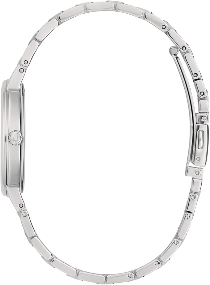 Bulova Damenuhr aus silbernem Stahl mit rosa Zifferblatt _96L335
