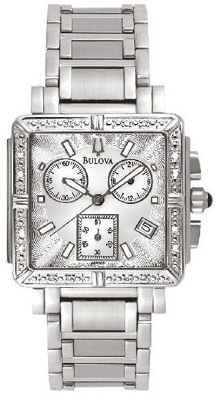 Orologio Bulova Donna Acciaio Quadrante Argento Quadrato Cristalli Cro Gioielleria Petrillo