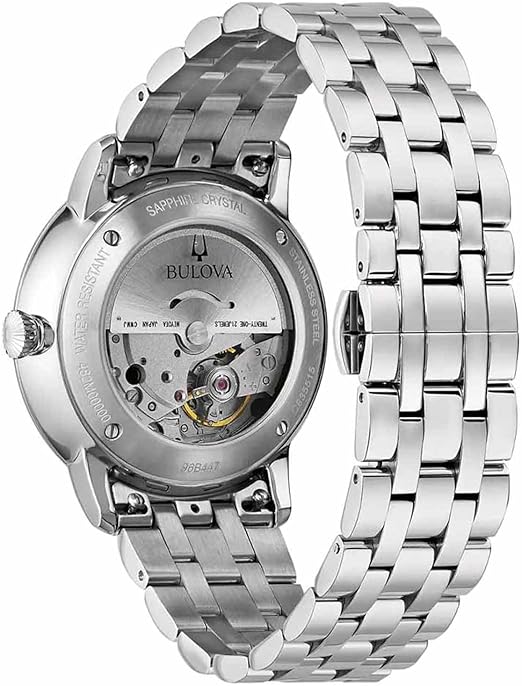 Orologio Bulova Uomo Acciaio Automatico Quadrante Blu Notte Motivo scacchiera _96B447
