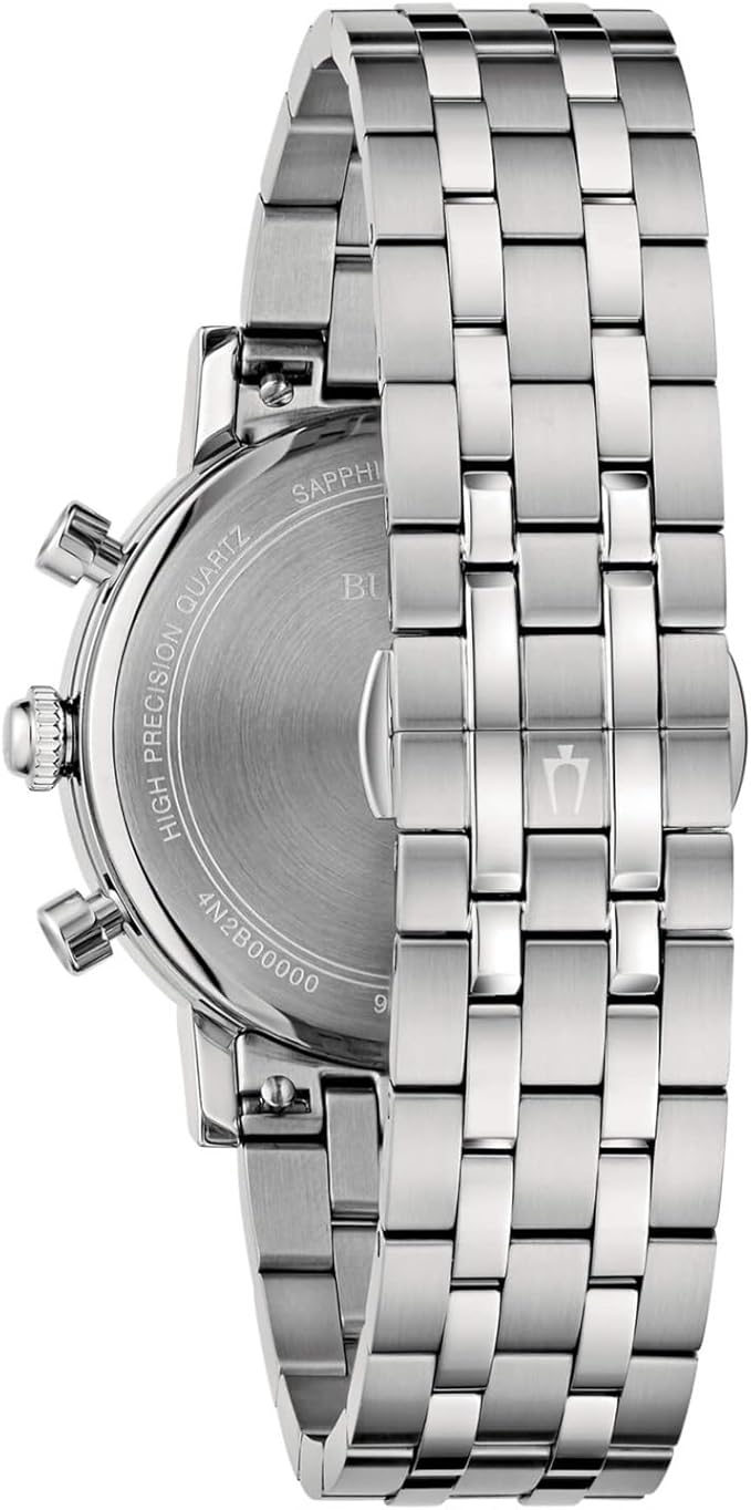Orologio Bulova Uomo Acciaio Cronografo Blu Ind. Data _ 96B458