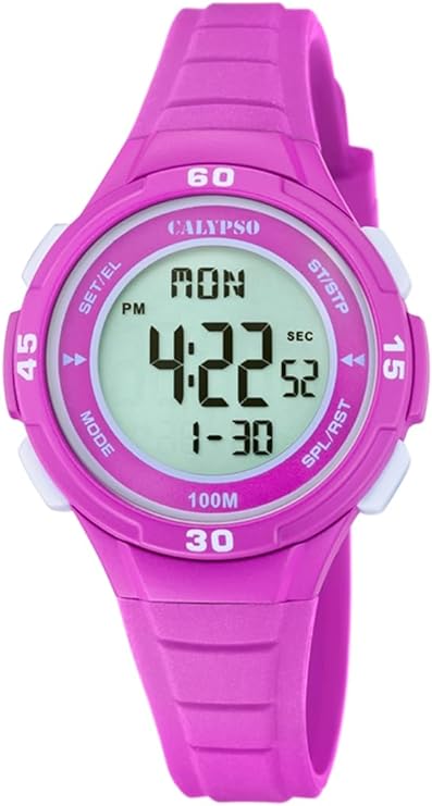 CALYPSO Digitaluhr für Mädchen mit fuchsiafarbenem Silikonarmband _K5830-4