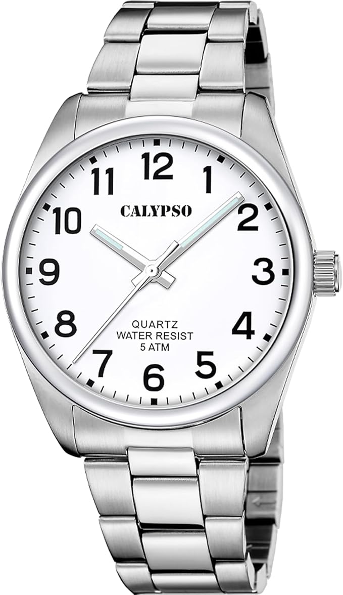Orologio CALYPSO Uomo Analogico Cinturino e Cassa Acciaio Quadrante Bianco _K5862-1