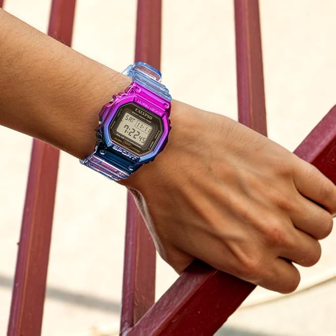 Orologio CALYPSO Uomo Digitale Ottagonale Cinturino Gomma cassa Rosa-Blu _K5874-3
