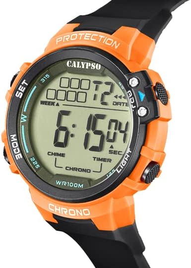 Orologio CALYPSO Uomo Digitale Cassa Policarbonato Arancione Cinturino Silicone Nero _K5817-4