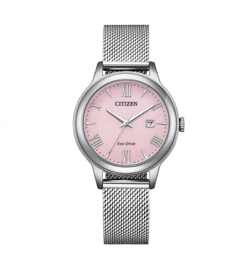 Orologio Citizen Donna Acciaio Eco-Drive Maglia Milano Quadrante Rosa _EW2621-75X