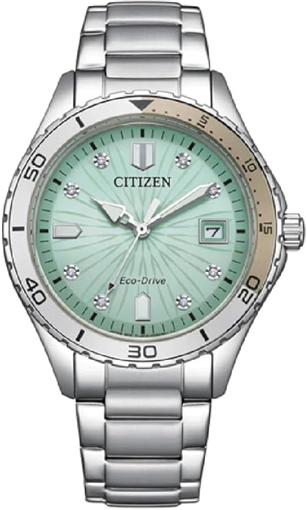 Orologio Citizen Donna Acciaio Eco Drive Quadrante Azzurro Cristalli Indicatore Data _FE6170-88L