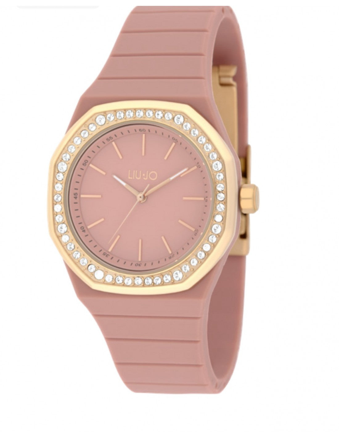 Orologio LIU JO Donna Acciaio Lunetta Cristalli Cinturino Silicone Rosa Nude _TLJ2383