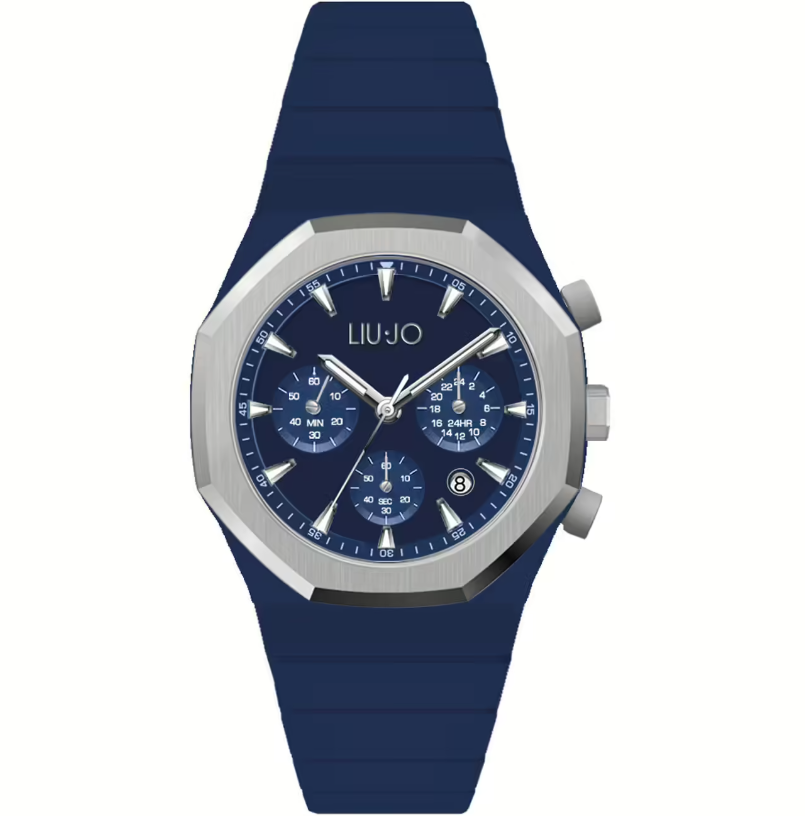 Orologio LIU JO Uomo Acciaio Cassa Argento Cinturino Silicone Blu Cron Gioielleria Petrillo