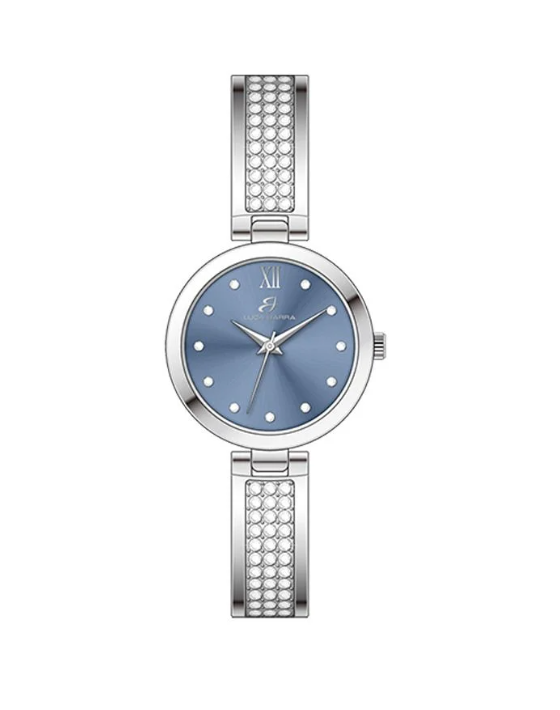 Orologio Luca Barra Acciaio Donna Argentato Cinturino Cristalli Quadrante Carta Da Zucchero _BW384