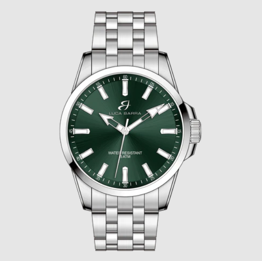 Orologio Luca Barra Uomo Acciaio Solo Tempo Quadrante Verde _BU148