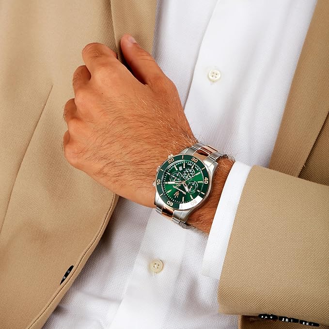 Orologio Maserati Uomo Acciaio Cronografo Quadrante Lunetta Verde Cinturino Argento Rame _R8873600004