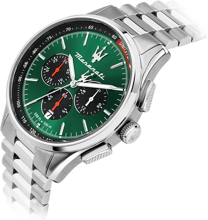 Orologio Maserati Uomo Doppio Cinturino Acciaio e Pelle Nero Cronografo Verde _R8873624002