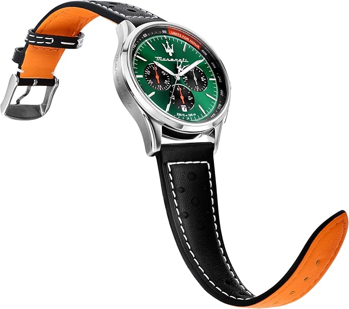 Orologio Maserati Uomo Doppio Cinturino Acciaio e Pelle Nero Cronografo Verde _R8873624002