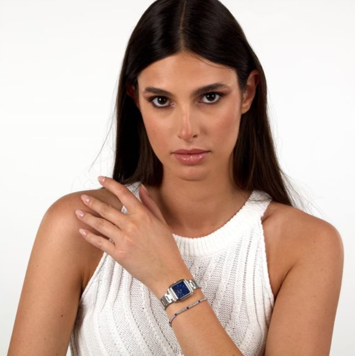 Orologio Morellato Donna Acciaio Quadrante Quadrato Blu + Bracciale Tennis _R0153175506