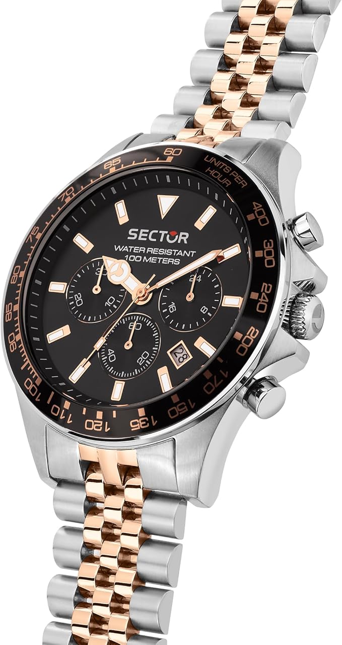 Orologio Sector 230 Uomo Acciaio Cronografo Rose Gold e Silver - Nero _R3273661030