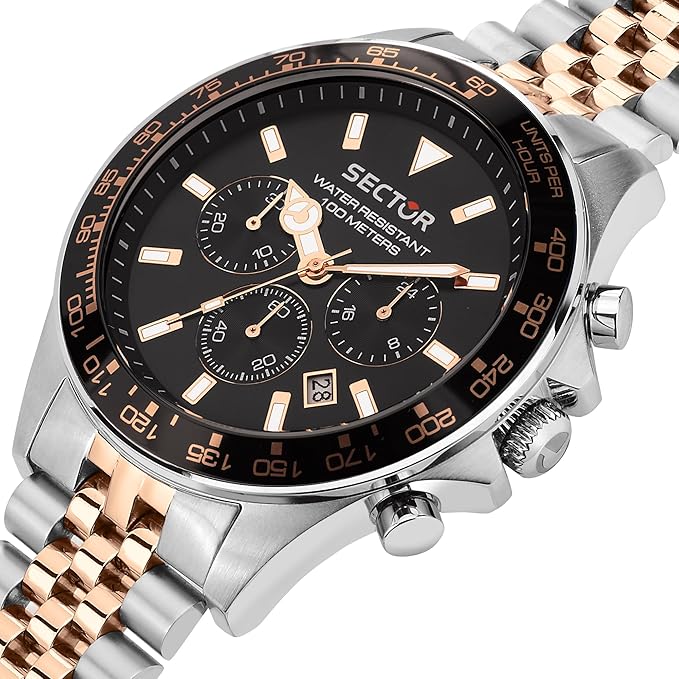 Orologio Sector 230 Uomo Acciaio Cronografo Rose Gold e Silver - Nero _R3273661030
