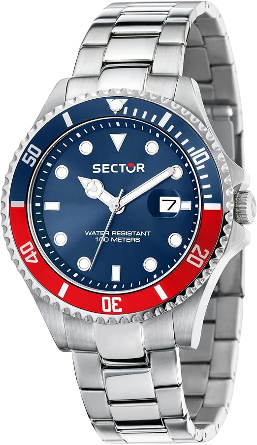 Orologio Sector 240 Uomo Acciaio Quadrante Blu Lunetta Rosso Blu _R3253161057