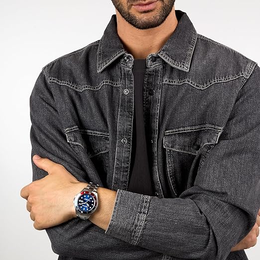 Orologio Sector 240 Uomo Acciaio Quadrante Blu Lunetta Rosso Blu _R3253161057