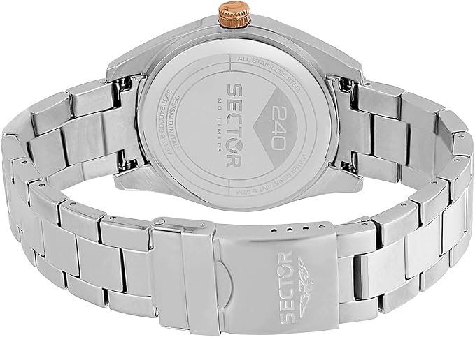 Orologio Sector 240 Uomo Acciaio Quadrante Nero Lun. Rame Tempo e Data _R3253240009