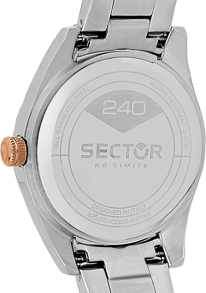 Orologio Sector 240 Uomo Acciaio Quadrante Nero Lun. Rame Tempo e Data _R3253240009