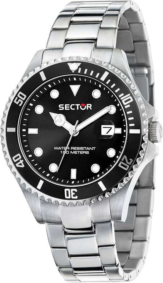 Orologio Sector 240 Uomo Acciaio Quadrante Nero Lunetta Blu Nero _R3253161060