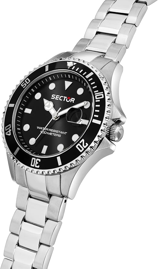 Orologio Sector 240 Uomo Acciaio Quadrante Nero Lunetta Blu Nero _R3253161060