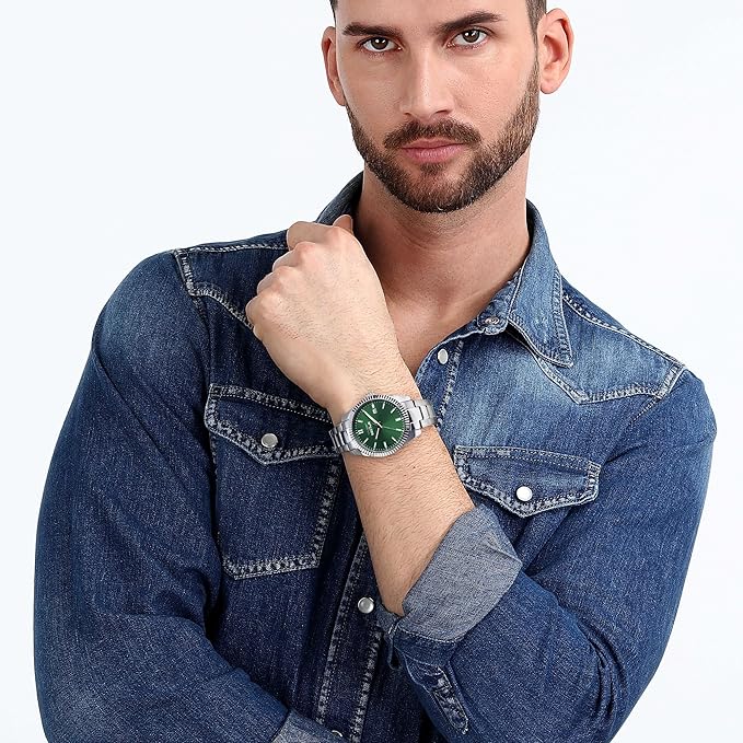 Orologio Sector 240 Uomo Acciaio Quadrante Verde Tempo e Data _R3253240048