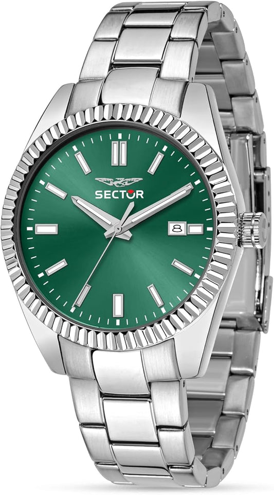 Orologio Sector 240 Uomo Acciaio Quadrante Verde Tempo e Data _R3253240048