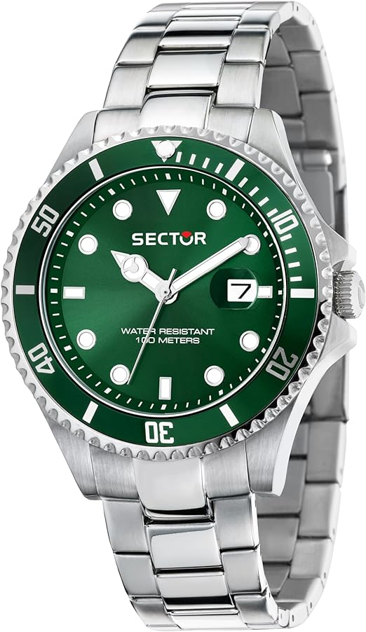 Orologio Sector 240 Uomo Acciaio Quadrante e Lunetta Verde _R3253161059
