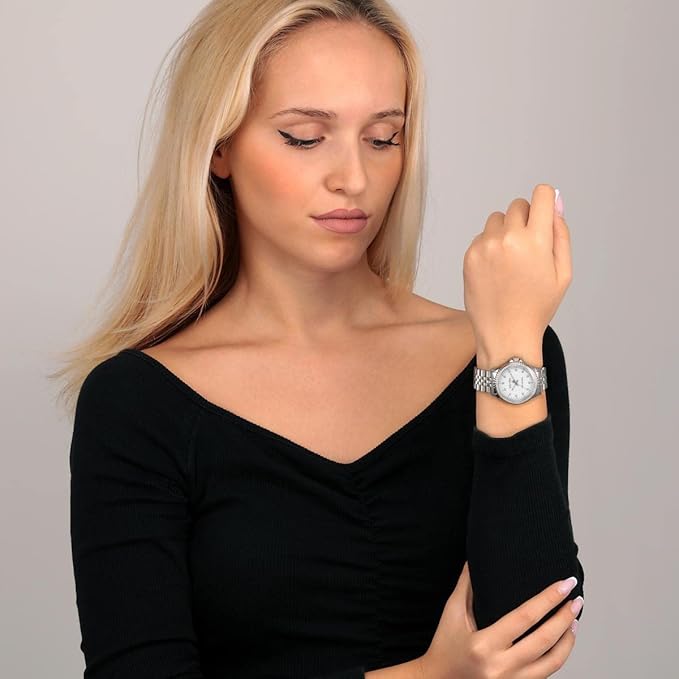 Orologio Sector Donna Acciaio Argentato Lunetta Cristalli Solo Tempo Quadrante Bianco _R3253161538