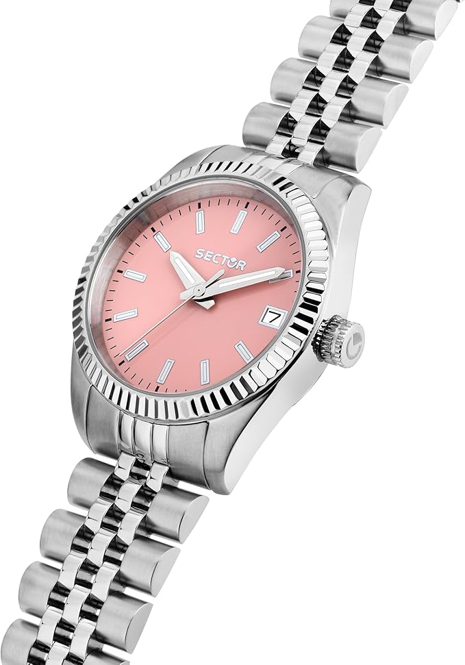 Orologio Sector Donna Acciaio Argentato Tempo e data Quadrante Rosa _R3253240516