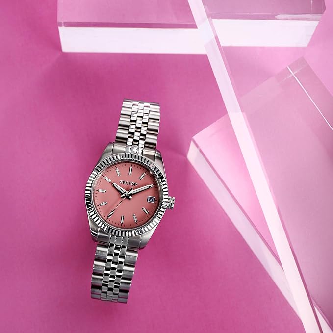 Orologio Sector Donna Acciaio Argentato Tempo e data Quadrante Rosa _R3253240516