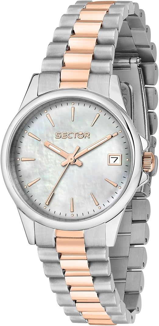 Orologio Sector Donna Acciaio Silver e Rosa Gold Quadr. Madreperla _R3253161539